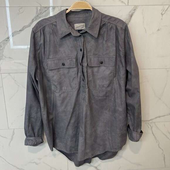 Gray, Collard, Oversized, SMALL, Shirt - Picture 1 of 3